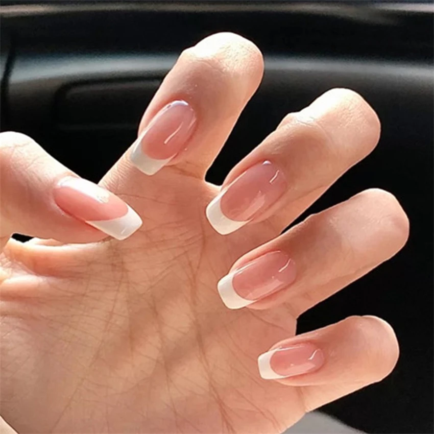 Nail Art Press On - 24 Teile/satz Kurze Französisch Minimalistischen Nägel