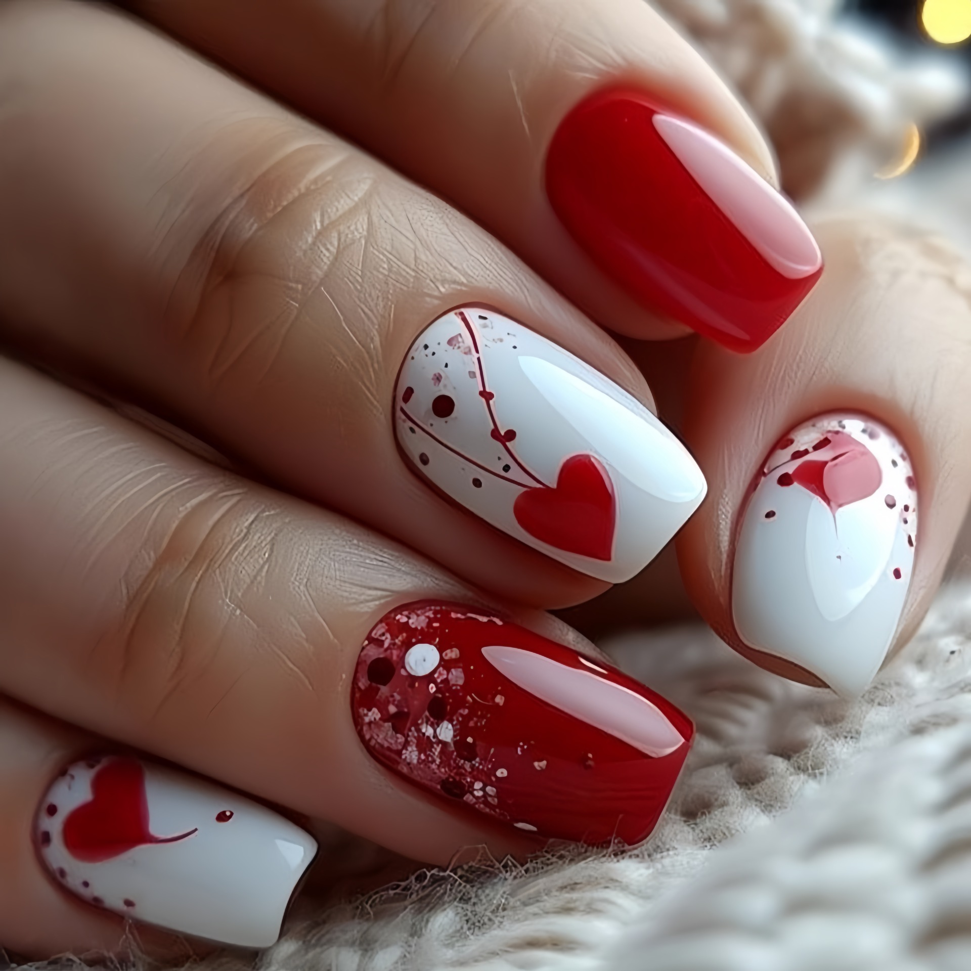 Nail Art Pink - Kurze mittelgroße künstliche Nägel für Frauen