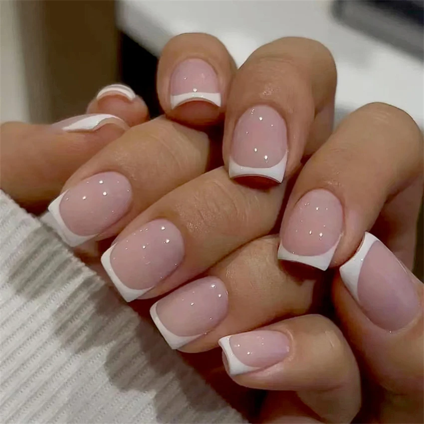 24 Teile/satz Kurze Französisc – Nail Art Press On Bewertung und Preis