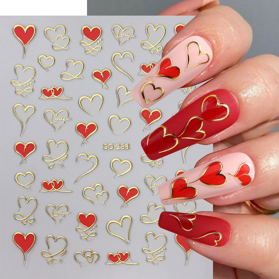 3 Stück Y2K Gold Wave Line Her – Nail Art Valentines Day Bewertung und Preis
