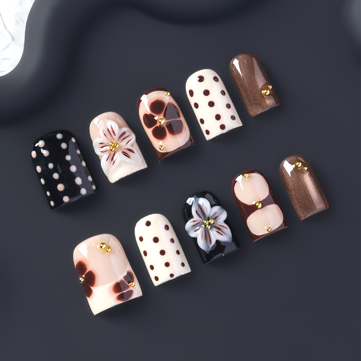 10 Stück handgefertigte, kurze – Nail Art Press On Bewertung und Preis